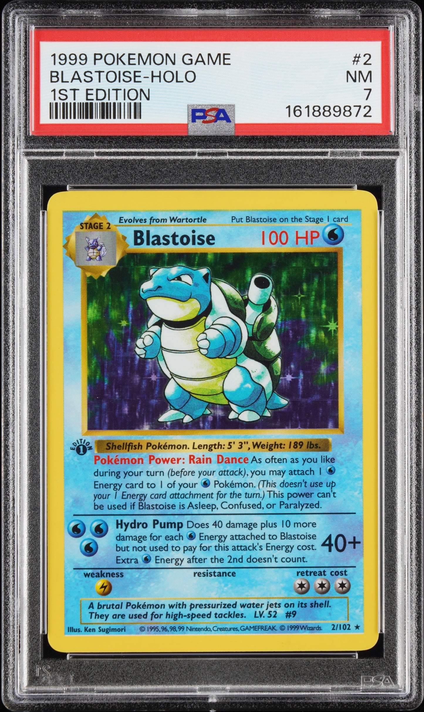 Blastoise Holo 1st Edition Shadowless PSA 7 1999 Pokemon Base Set Shadowless #2