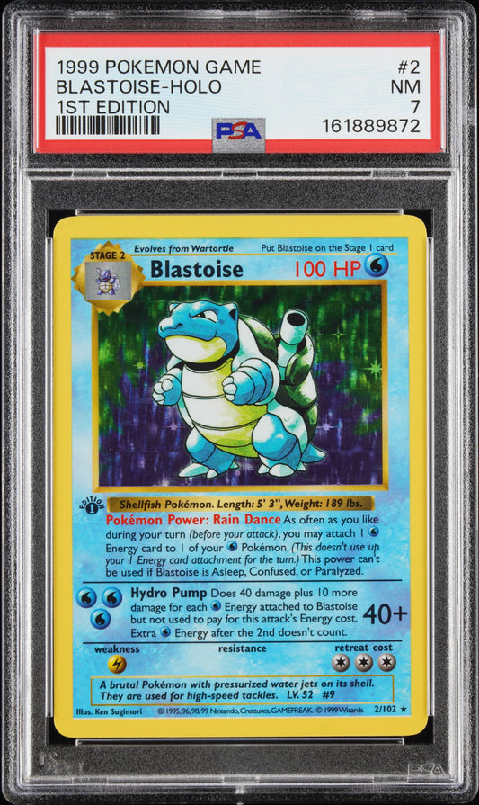 Blastoise Holo 1st Edition Shadowless PSA 7 1999 Pokemon Base Set Shadowless #2