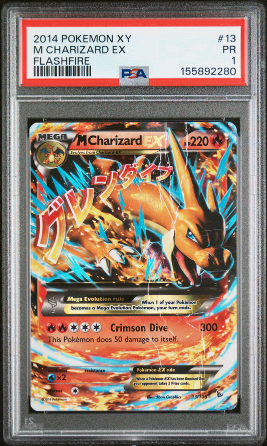 M Charizard ex PSA 1 2014 Pokemon Xy Flashfire #13  LOW POP
