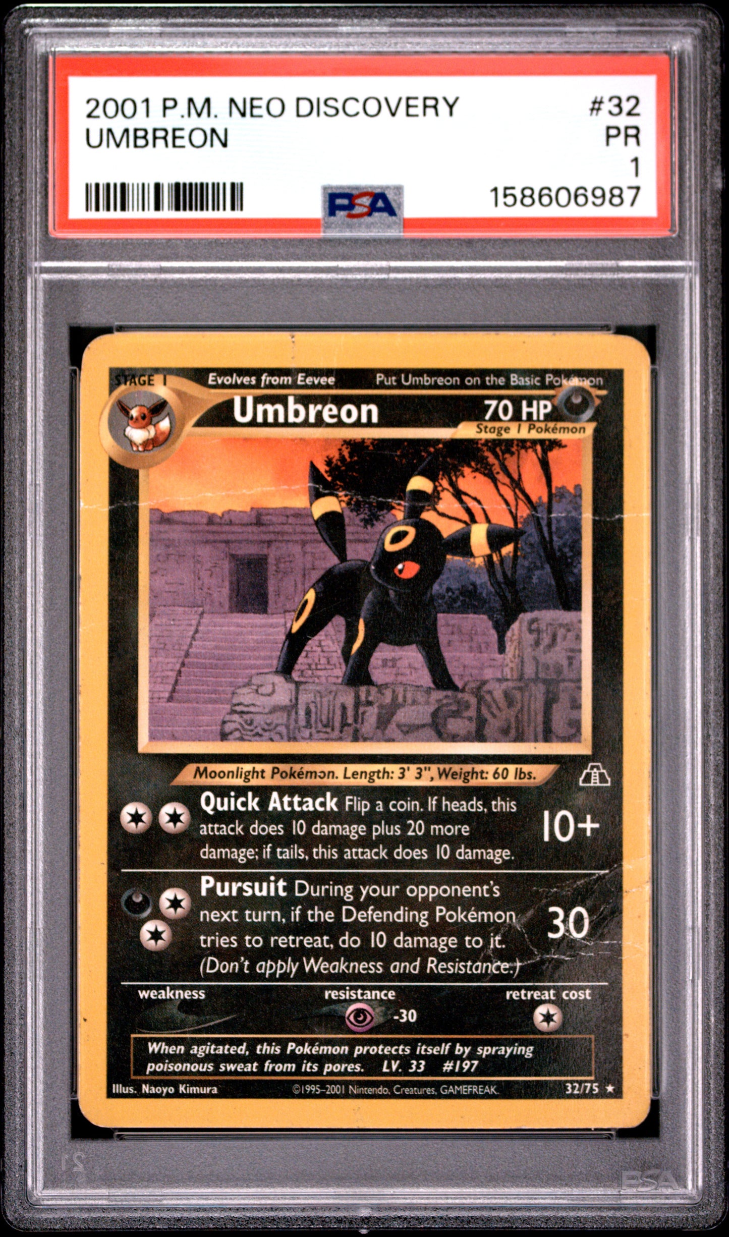 Umbreon PSA 1 2001 Pokemon Neo Discovery POP 19 #32