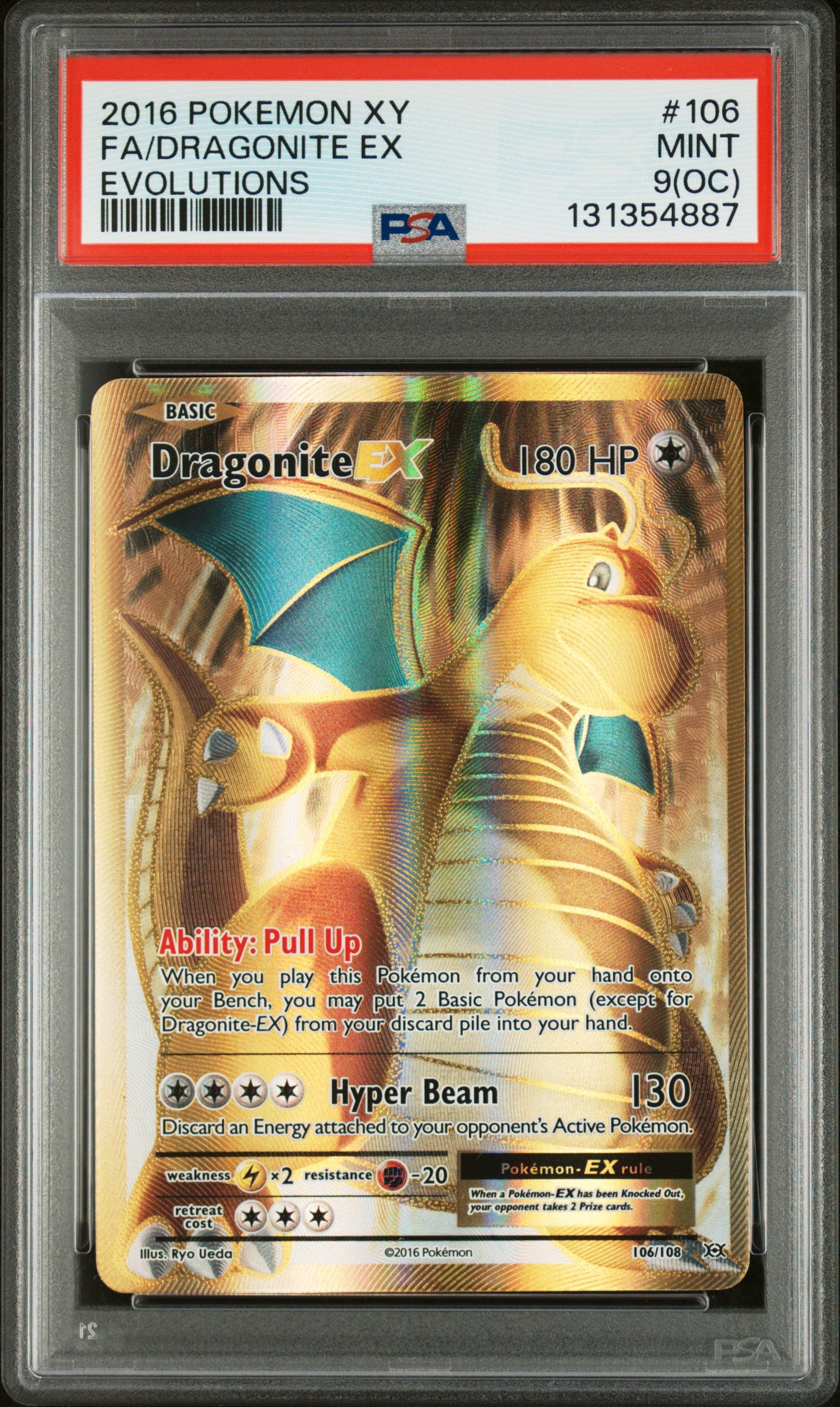 Dragonite EX PSA 9 2016 Pokemon XY Evolutions #106