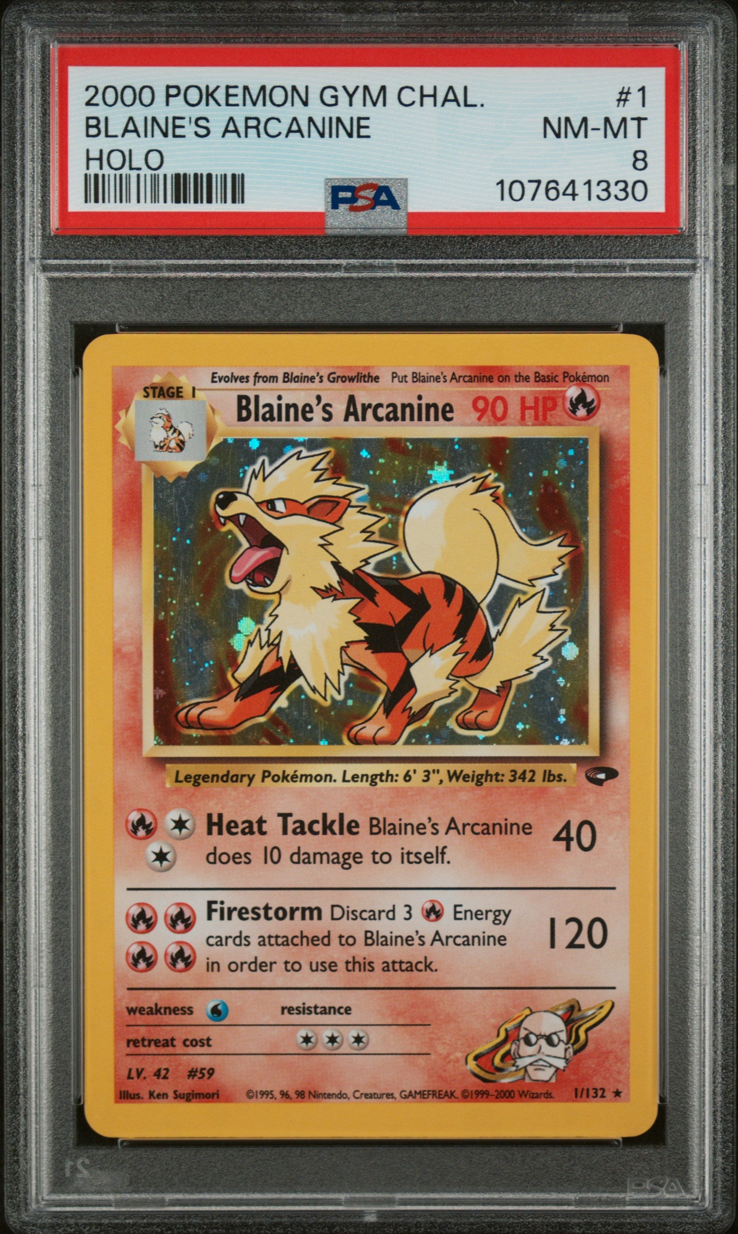Blaine's Arcanine Holo PSA 8 2000 Pokemon Gym Challenge #1