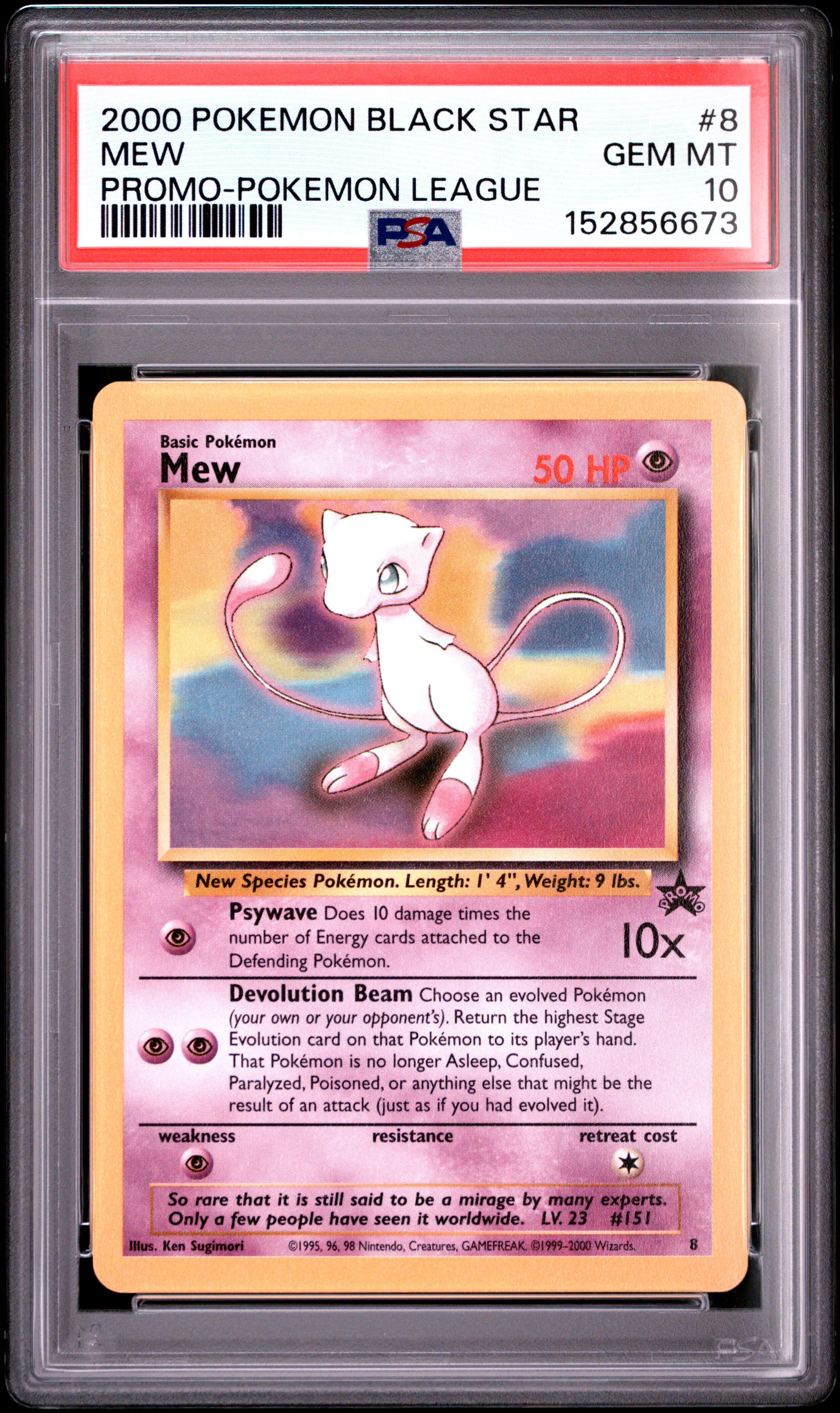 Mew Pokemon League PSA 10 2000 Black Star Promo #8