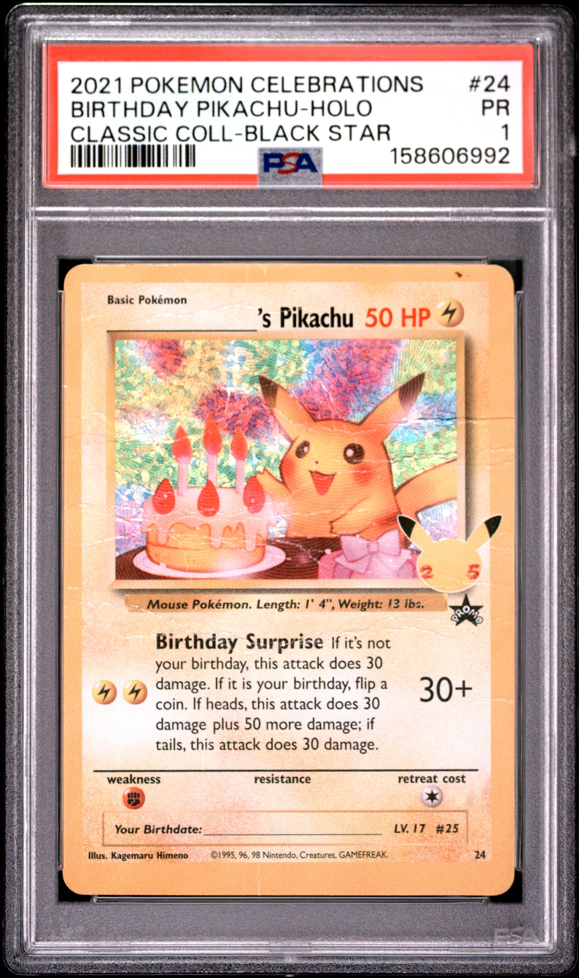 Birthday Pikachu Holo PSA 1 2021 Celebrations Classic Coll POP 5 #24