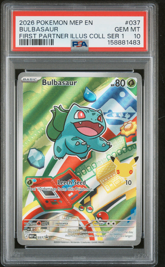 Bulbasaur PSA 10 First Partner Illustration Series 1 Promo #037