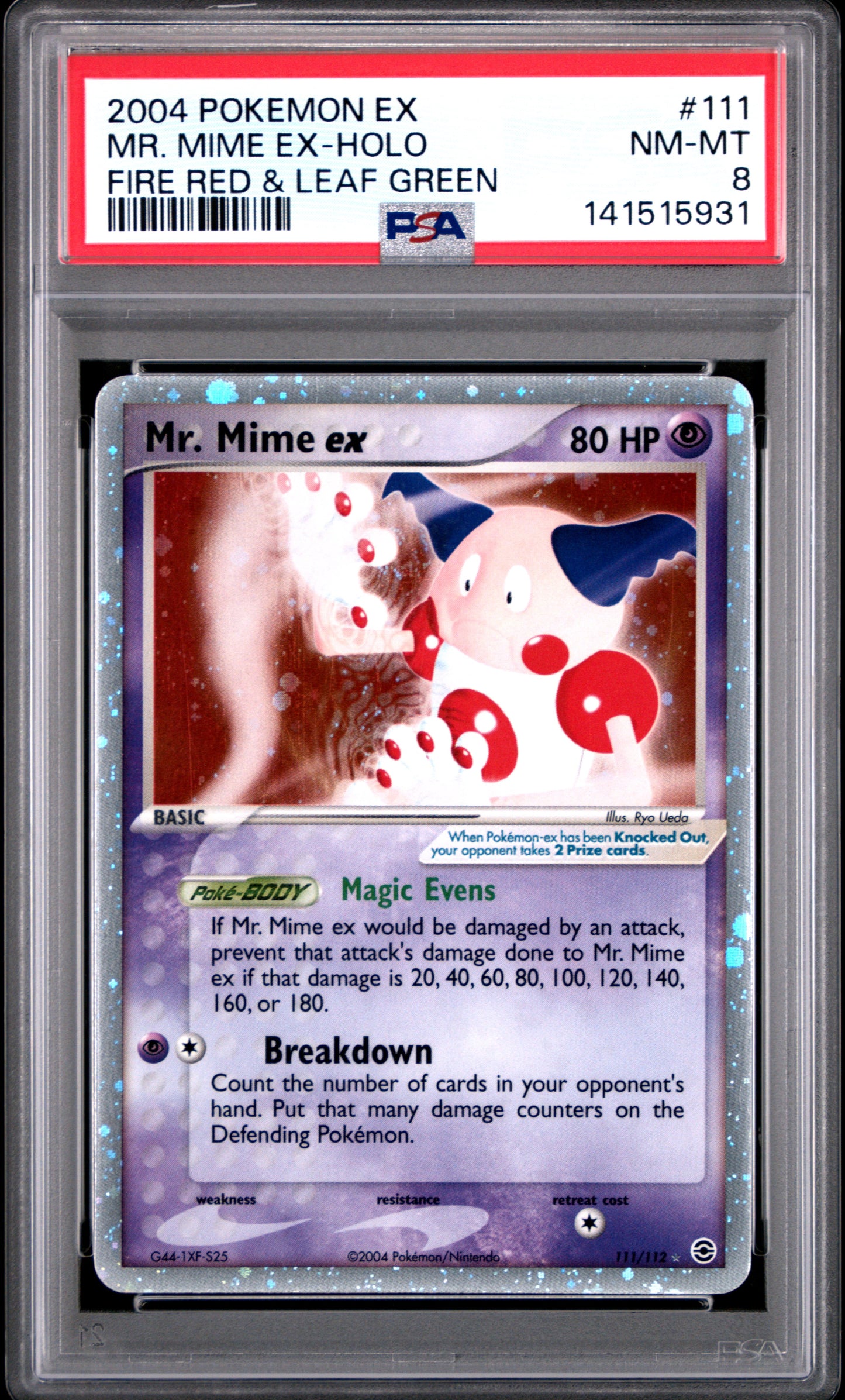Mr. Mime ex Holo PSA 8 Fire Red & Leaf Green 2004 #111