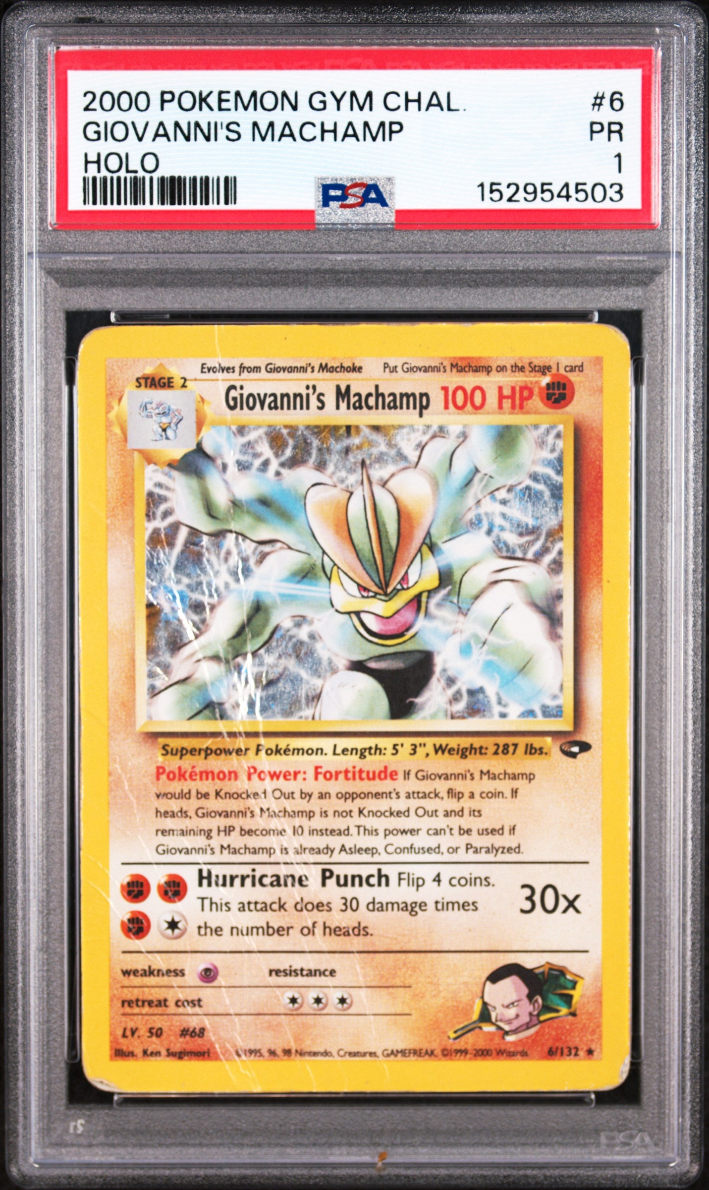 Giovanni's Machamp Holo PSA 1 2000 Gym Challenge #6 POP 21
