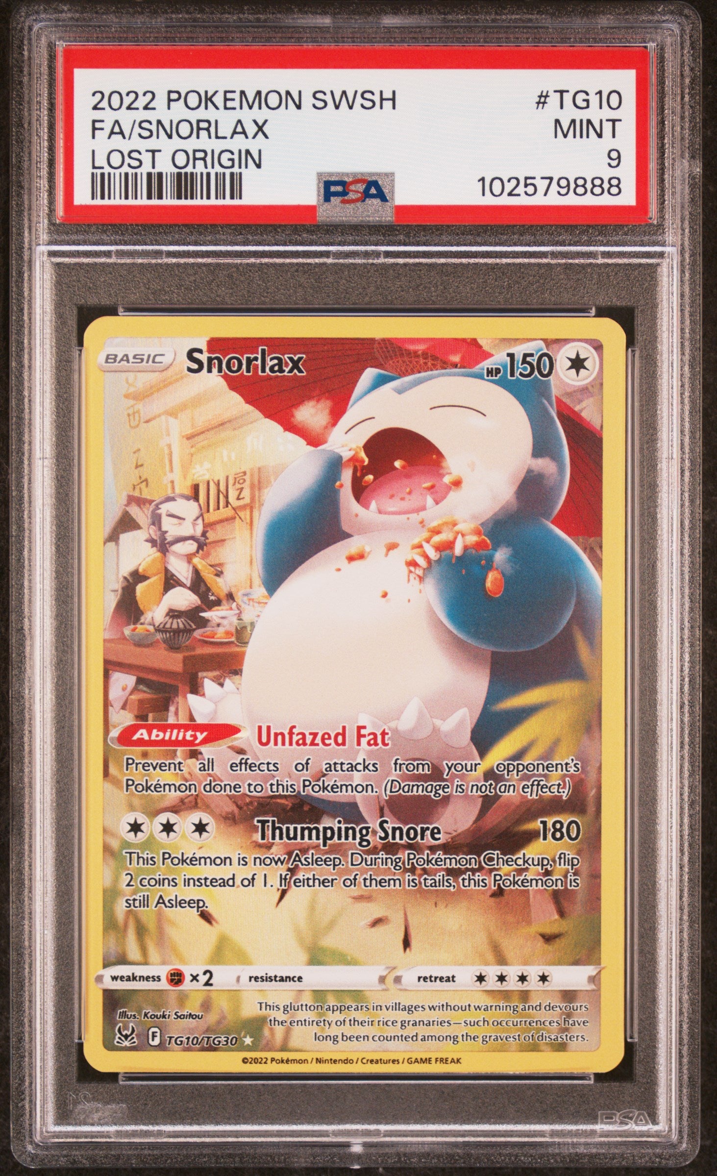 Snorlax PSA 9 2022 Sword & Shield Lost Origin #TG10
