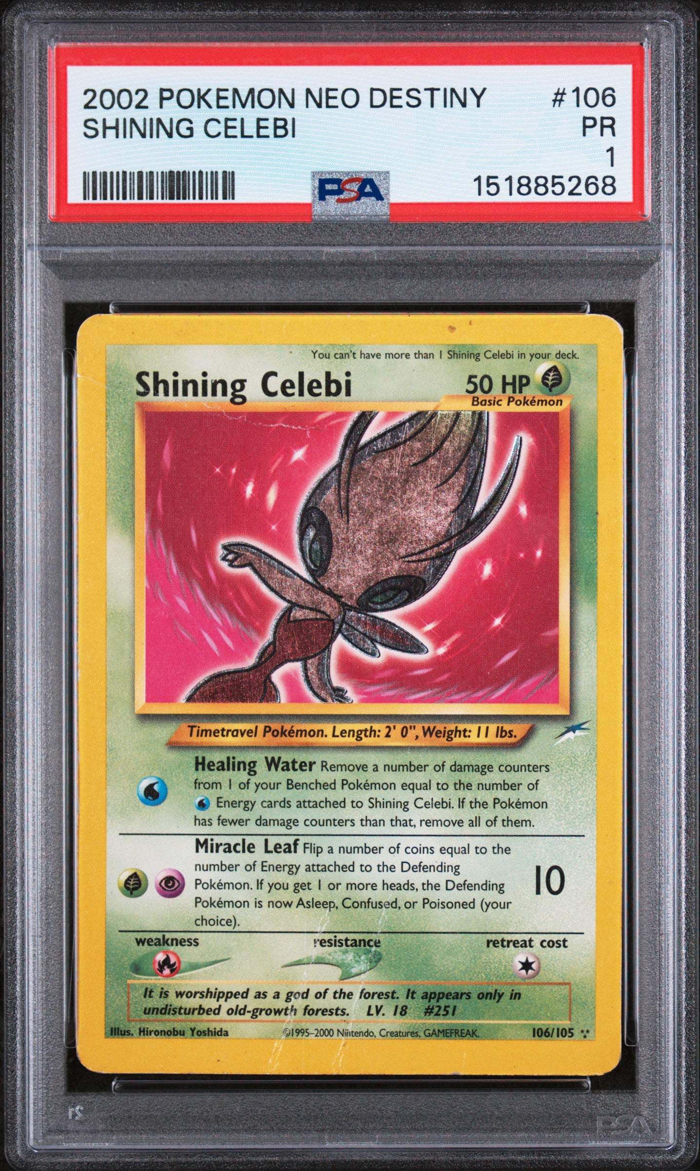 Shining Celebi PSA 1 2002 Pokemon Neo Destiny #106