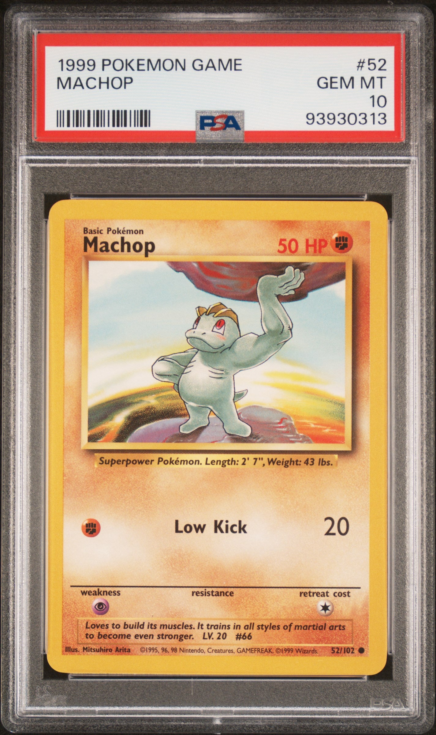 Machop PSA 10 1999 Pokemon Base Set #52