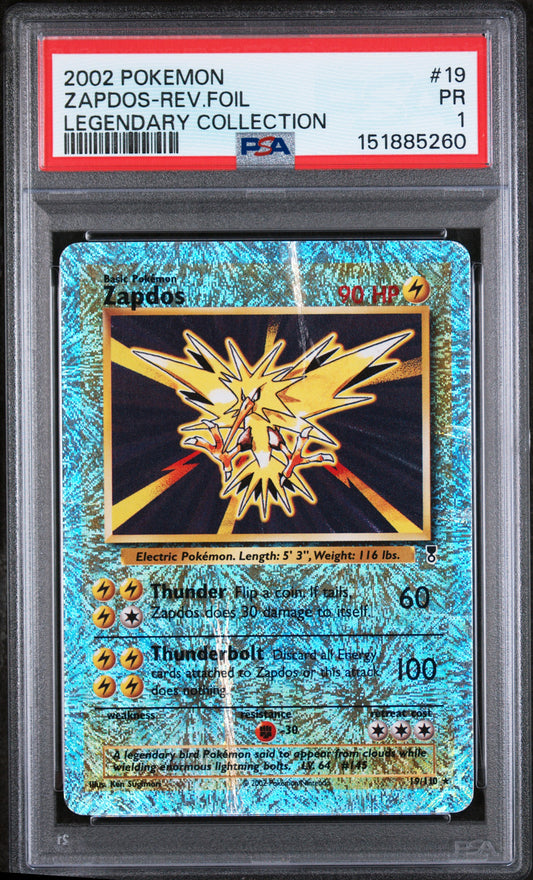 Zapdos Reverse Holo PSA 1 2002 Legendary Collection #19
