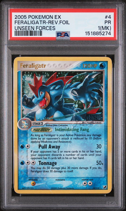Feraligatr Reverse Holo PSA 1 2005 Ex Unseen Forces #4 POP 10
