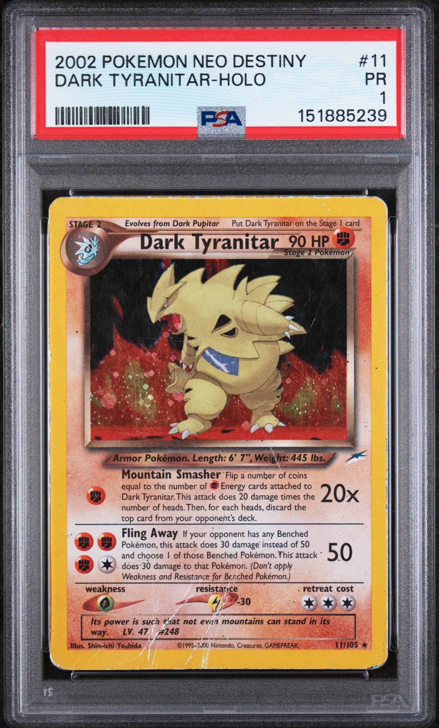 Dark Tyranitar Holo PSA 1 2002 Neo Destiny #11 POP 27