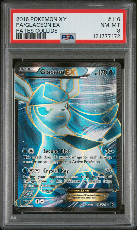 Glaceon Ex PSA 8 2016 Xy Fates Collide #116