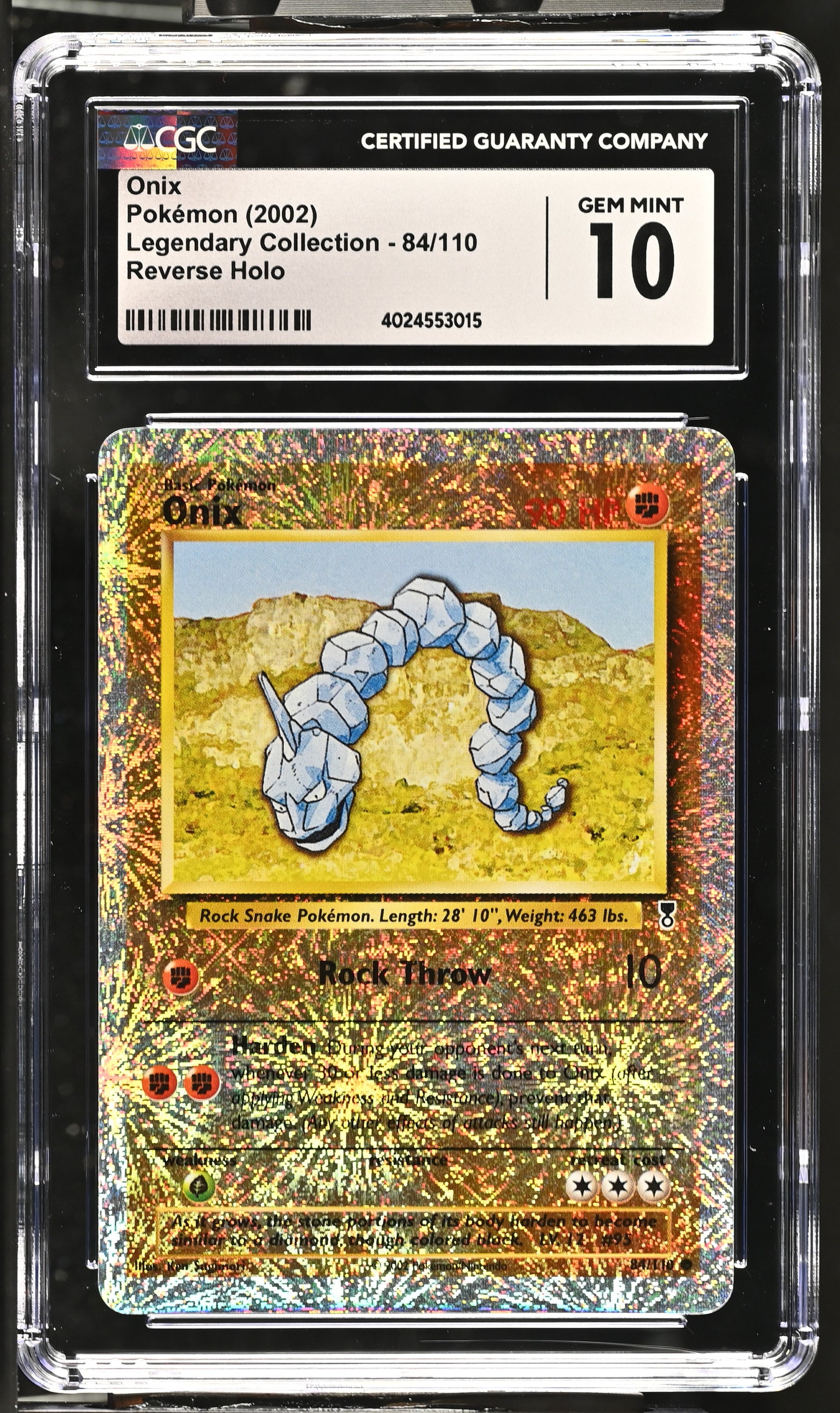 Onix Rev Holo CGC 10 2002 Legendary Collection POP 14 #84/110