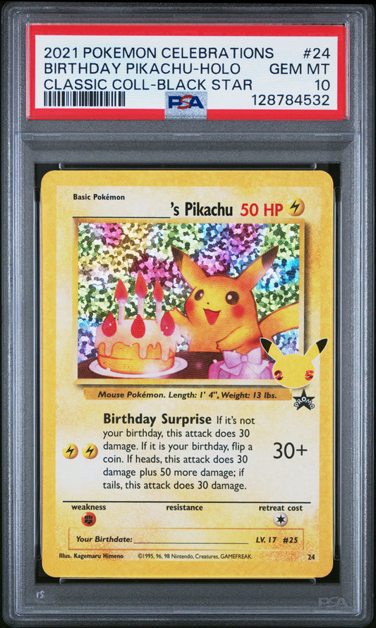 Birthday Pikachu PSA 10 2021 Pokemon Celebrations Classic Collection #24