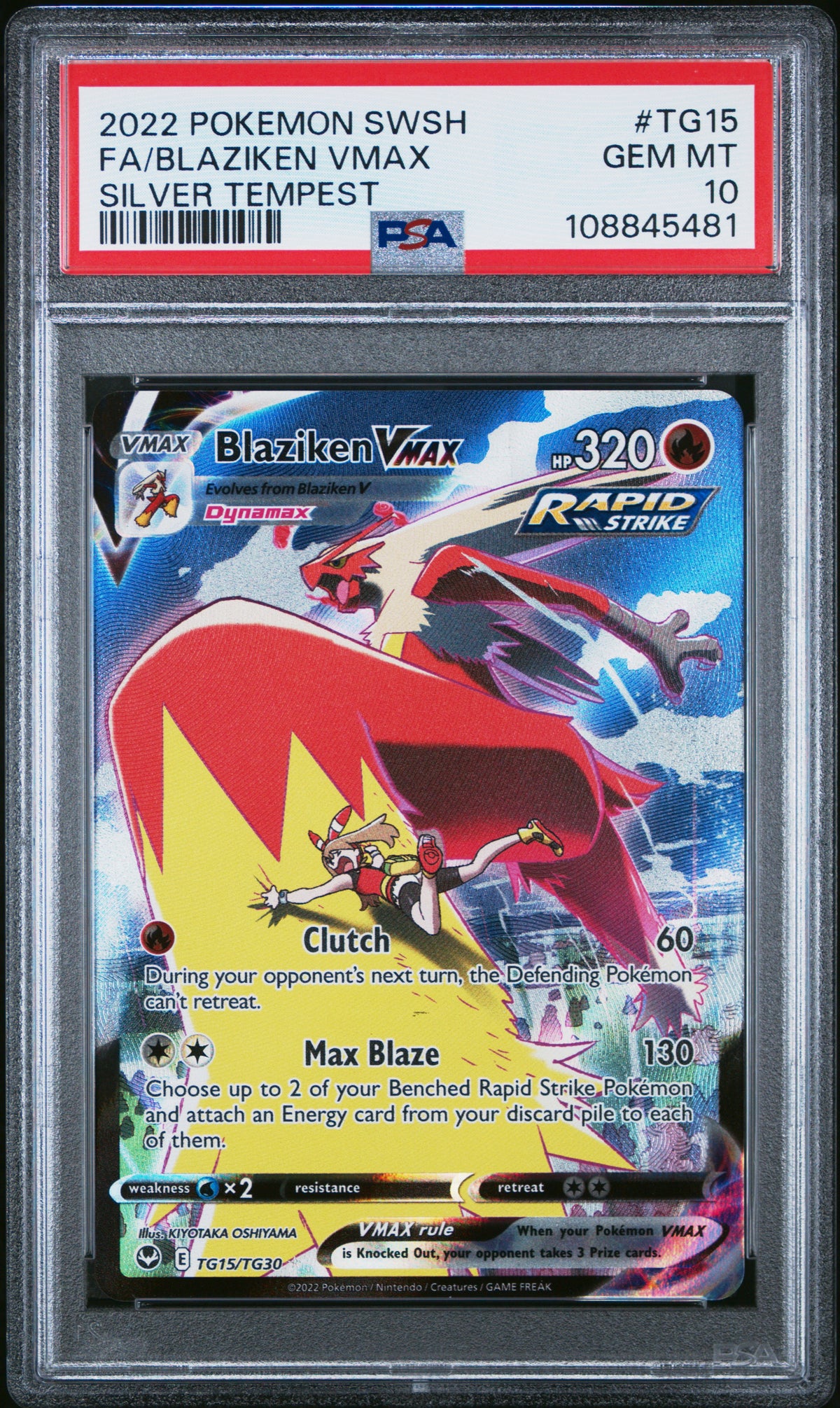 Blaziken VMAX PSA 10 2022 Pokemon Sword & Shield Silver Tempest #TG15