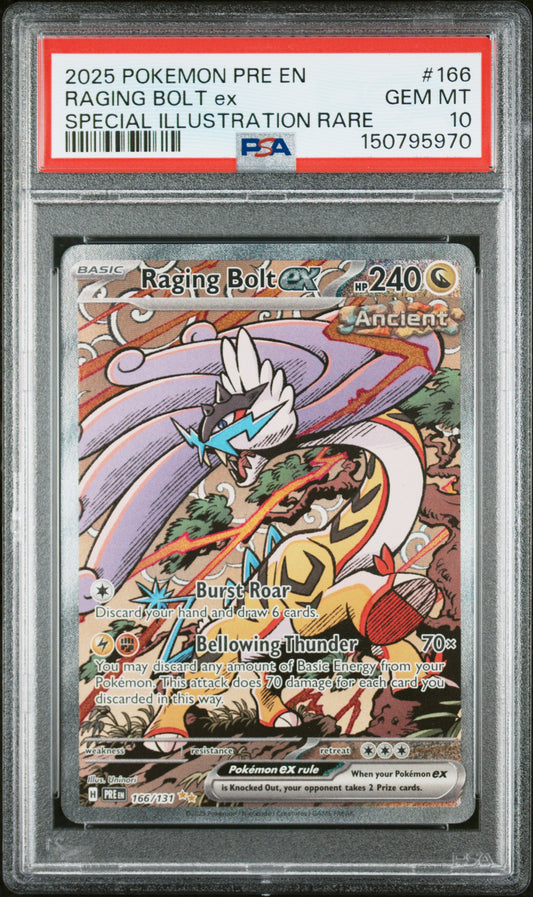 Raging Bolt ex PSA 10 2025 Pokemon En Prismatic Evolutions #166