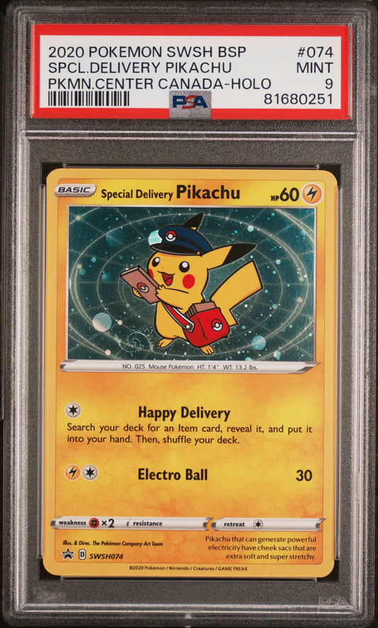 Special Delivery Pikachu Holo PSA 9 2020 Pokemon Center Black Star Promo #074