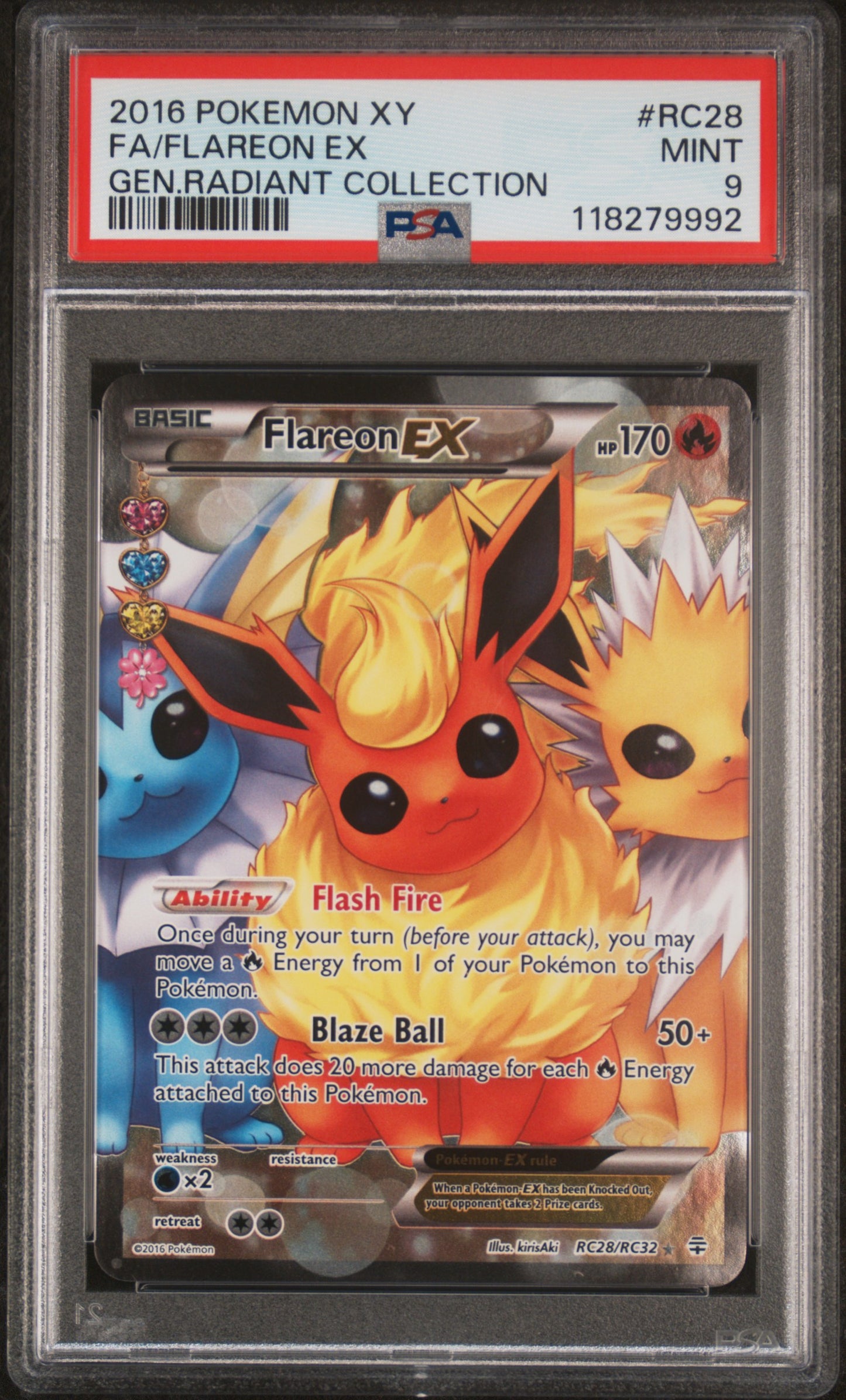 Flareon EX PSA 9 2016 Pokemon XY Generations Radiant Collection #RC28