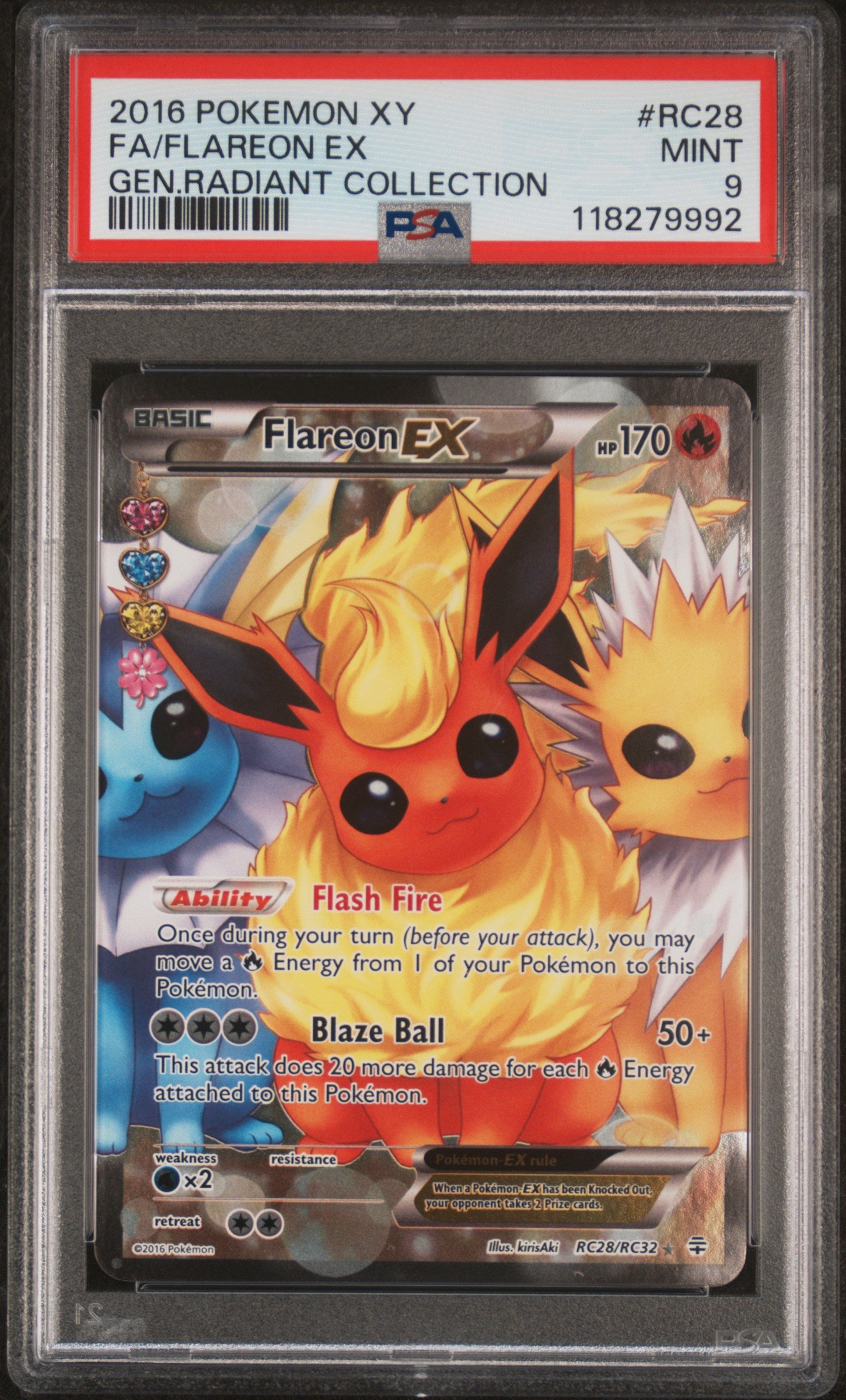 Flareon EX PSA 9 2016 Pokemon XY Generations Radiant Collection #RC28