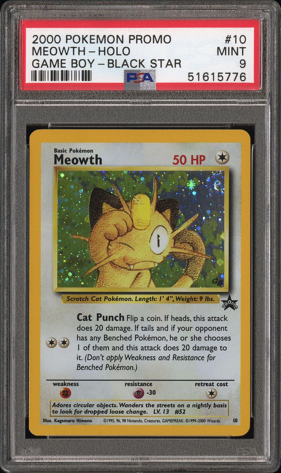 Meowth Holo Game Boy Promo PSA 9 2000 Pokemon Promo Black Star #10