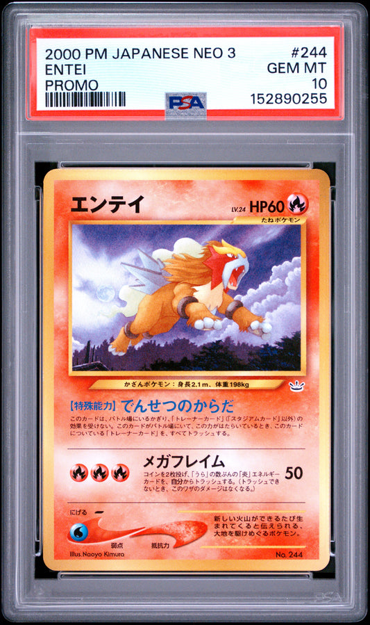Entei Promo PSA 10 2000 Pokemon Japanese Neo 3 Promo #244 LOW POP