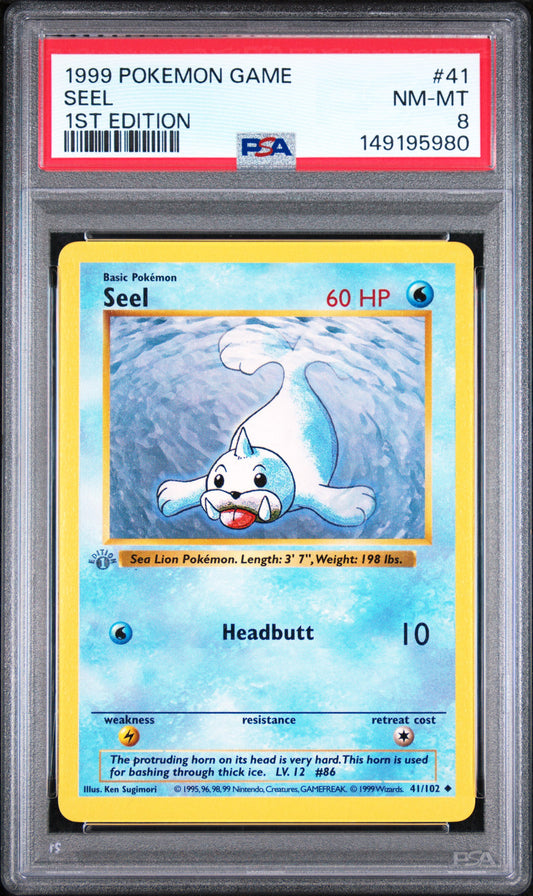 Seel 1st Edition PSA 8 1999 Pokemon Base Set Shadowless #41 GREY STAMP