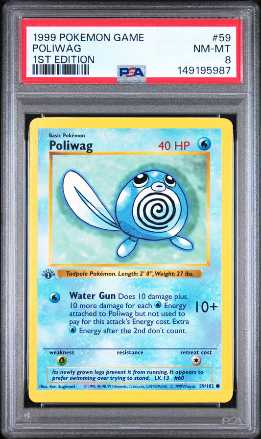 Poliwag 1st Edition PSA 8 1999 Pokemon Base Set Shadowless #59