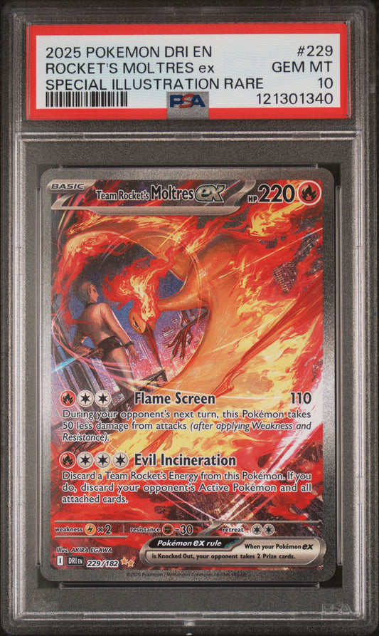 Rocket's Moltres ex PSA 10 2025 Pokemon En Destined Rivals #229