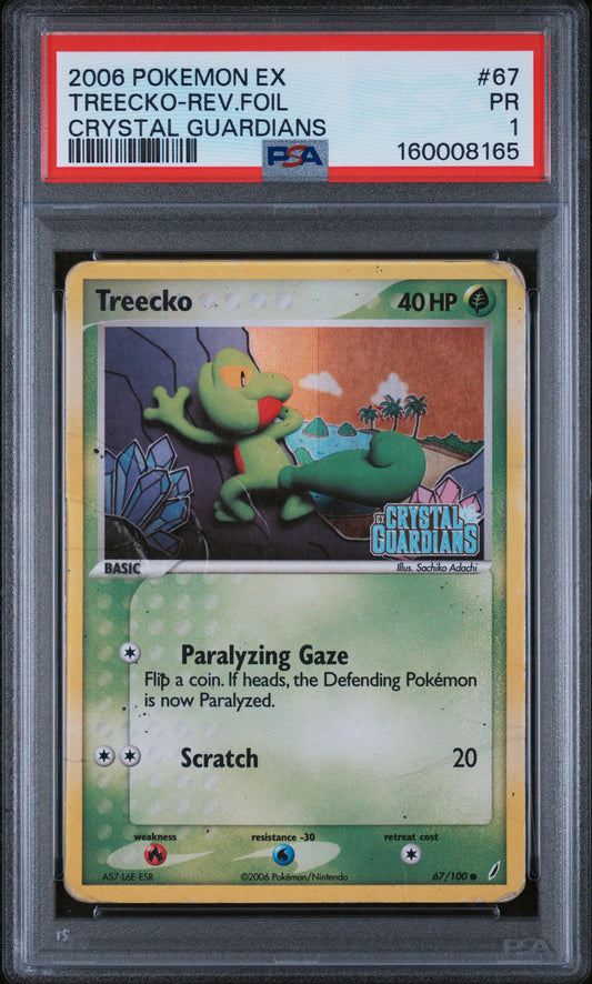 Treecko Rev Foil PSA 1 2006 Pokemon Ex Crystal Guardians #67 POP 6