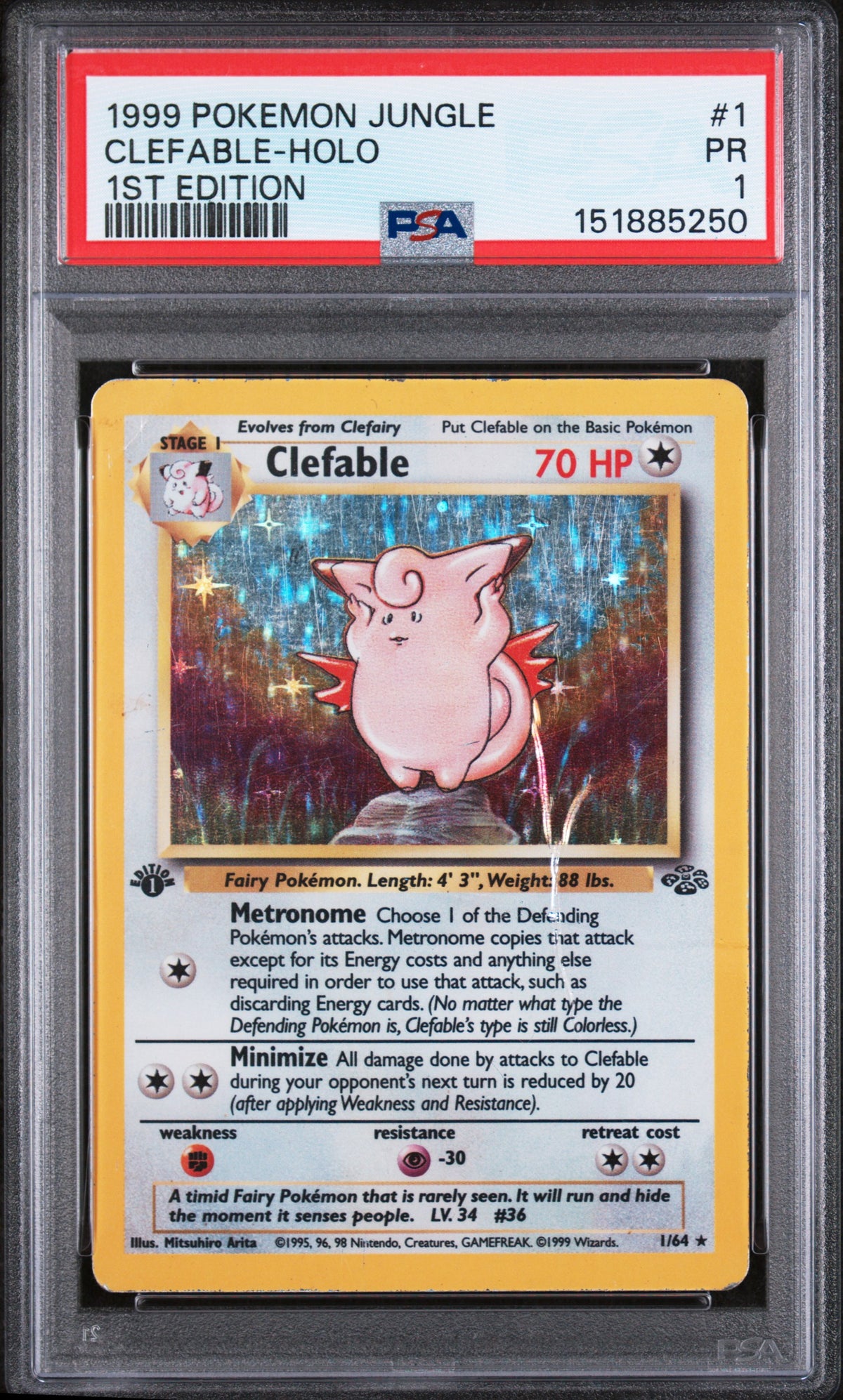 Clefable Holo 1st Edition PSA 1 1999 Pokemon Jungle #1 POP 12
