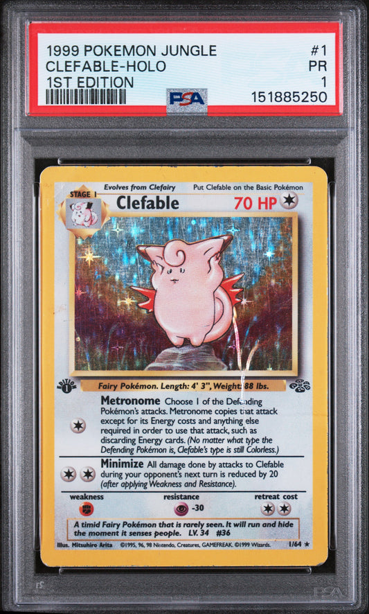 Clefable Holo 1st Edition PSA 1 1999 Pokemon Jungle #1 POP 12