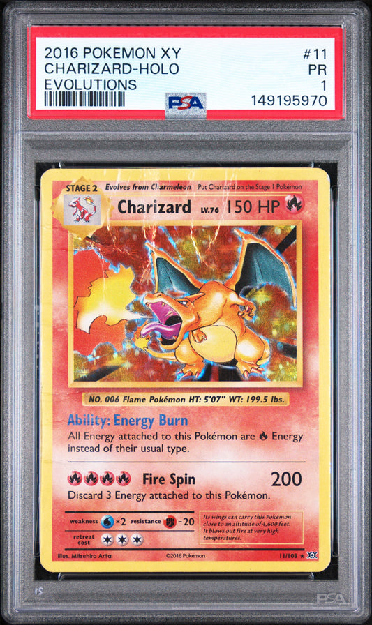 Charizard Holo PSA 1 2016 Pokemon XY Evolutions #11