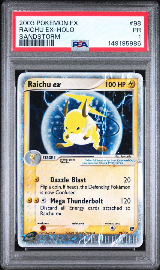 Raichu ex Holo PSA 1 2003 Pokemon Ex Sandstorm #98