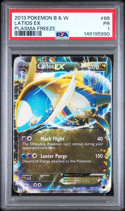 Latios Ex PSA 1 2013 Pokemon Black & White Plasma Freeze #86 POP 1