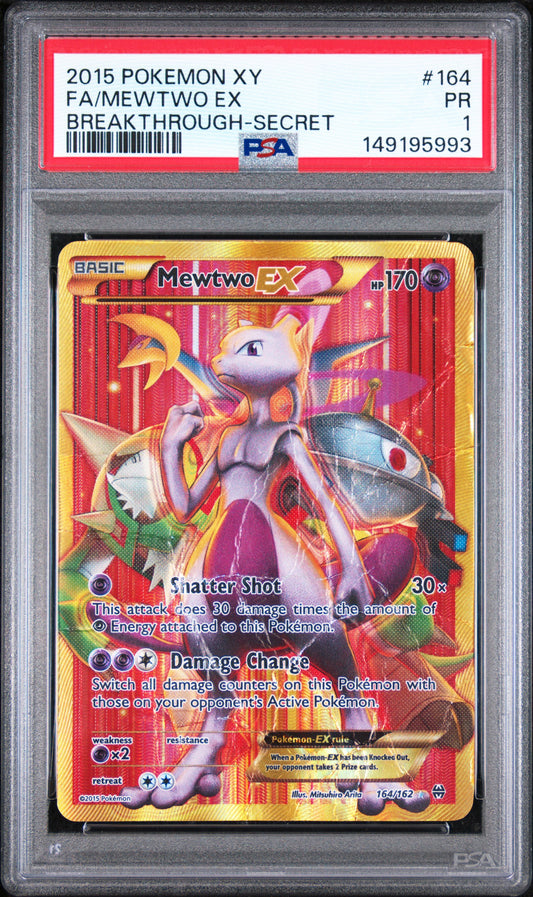 Fa Mewtwo Ex Secret PSA 1 2015 Pokemon Xy Breakthrough #164