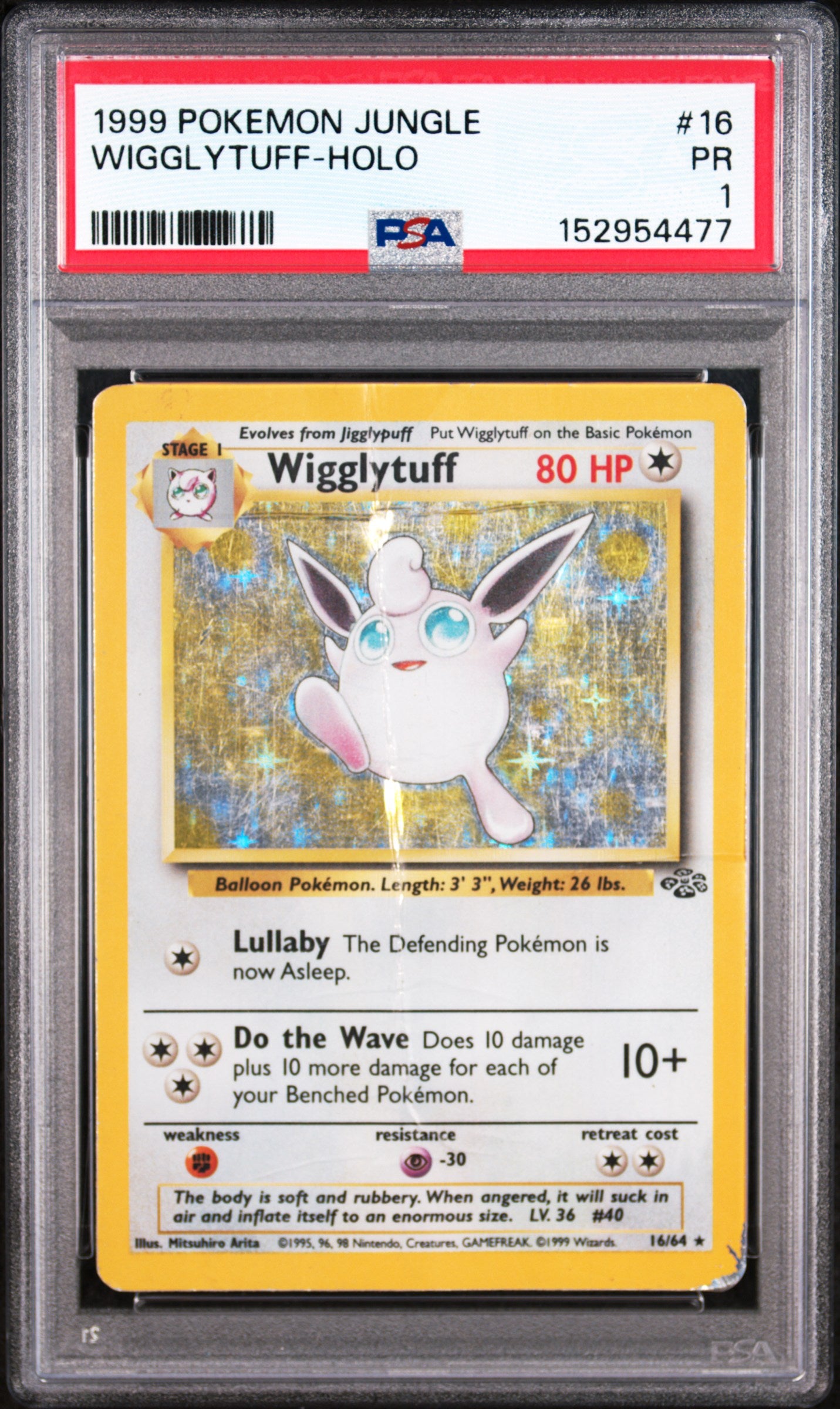 Wigglytuff Holo PSA 1 1999 Pokemon Jungle #16 POP 20