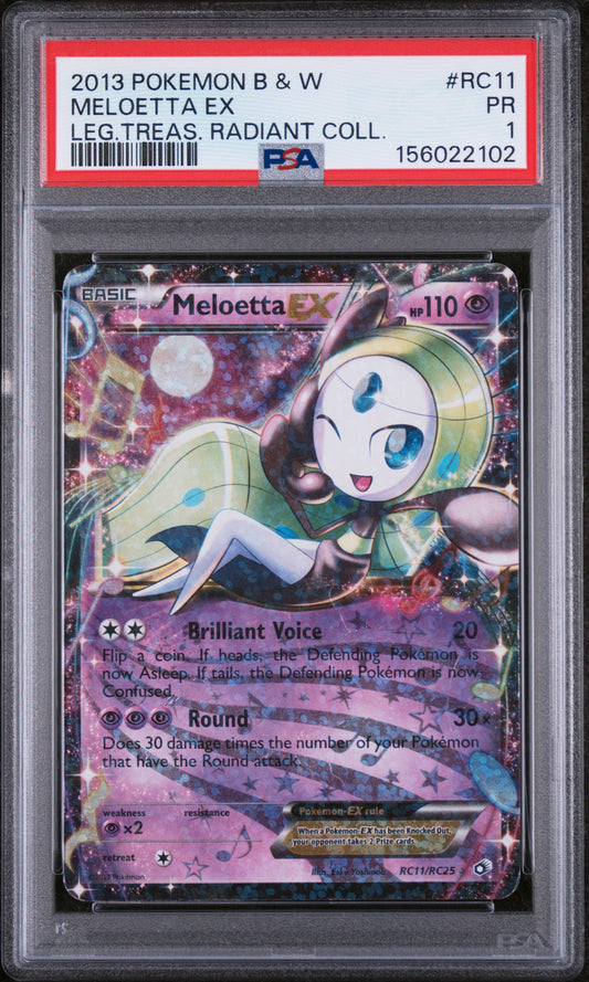 Meloetta EX PSA 1 2013 Legendary Treasures Radiant Collection #RC11 POP 7