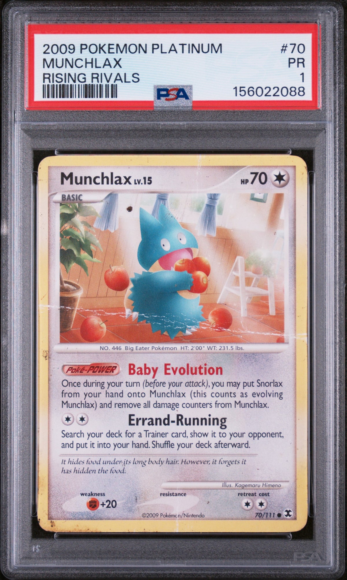 Munchlax PSA 1 2009 Pokemon Platinum Rising Rivals #70 POP 1