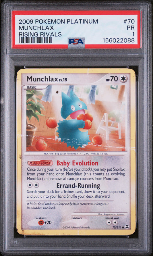 Munchlax PSA 1 2009 Pokemon Platinum Rising Rivals #70 POP 1