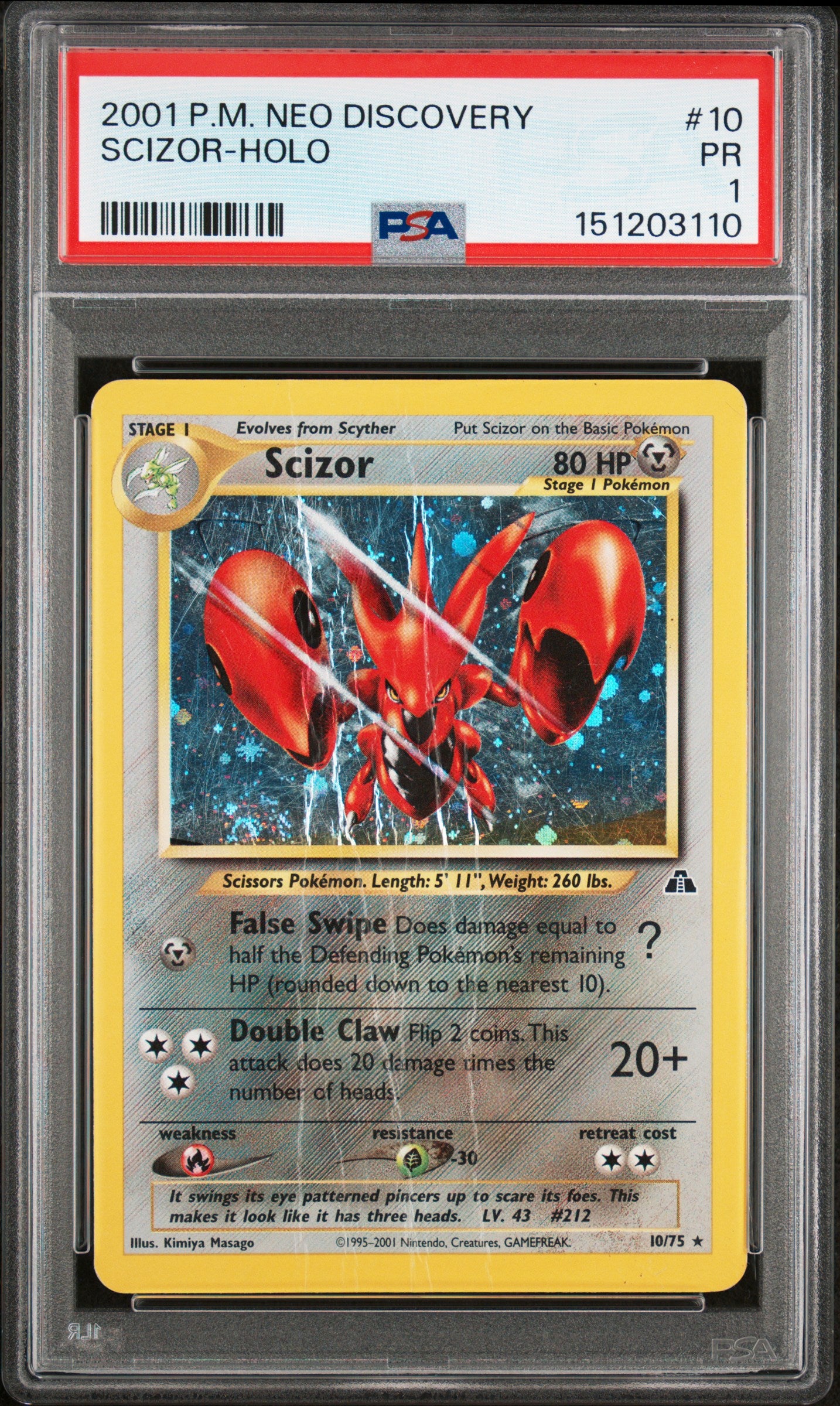 Scizor Holo PSA 1 2001 Pokemon Neo Discovery #10 LOW POP
