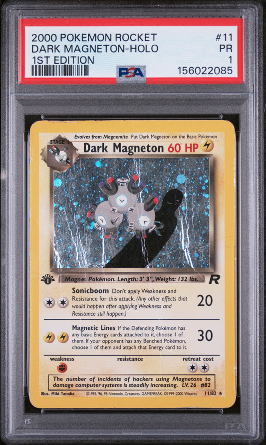 Dark Magneton Holo 1st Edition PSA 1 2000 Pokemon Rocket #11 POP 14