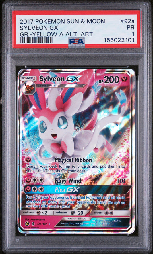 Sylveon Gx Gr Yellow A Alt Art PSA 1 2017 SM Guardians Rising #92a POP 2