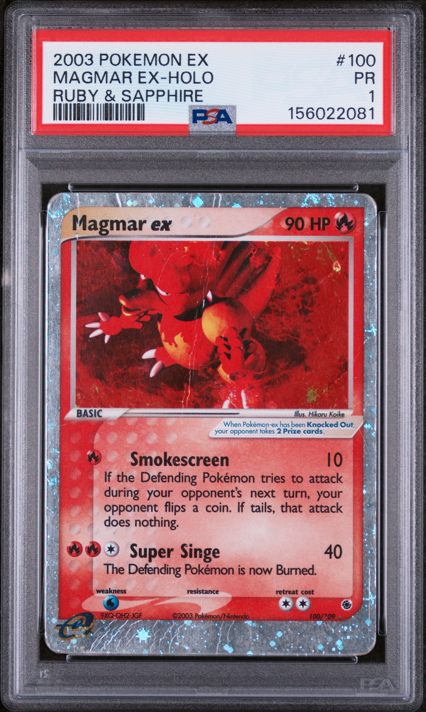 Magmar Ex Holo PSA 1 2003 Pokemon Ex Ruby & Sapphire #100 LOW POP