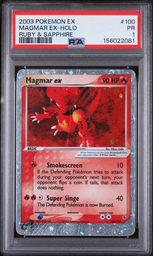 Magmar Ex Holo PSA 1 2003 Pokemon Ex Ruby & Sapphire #100 LOW POP