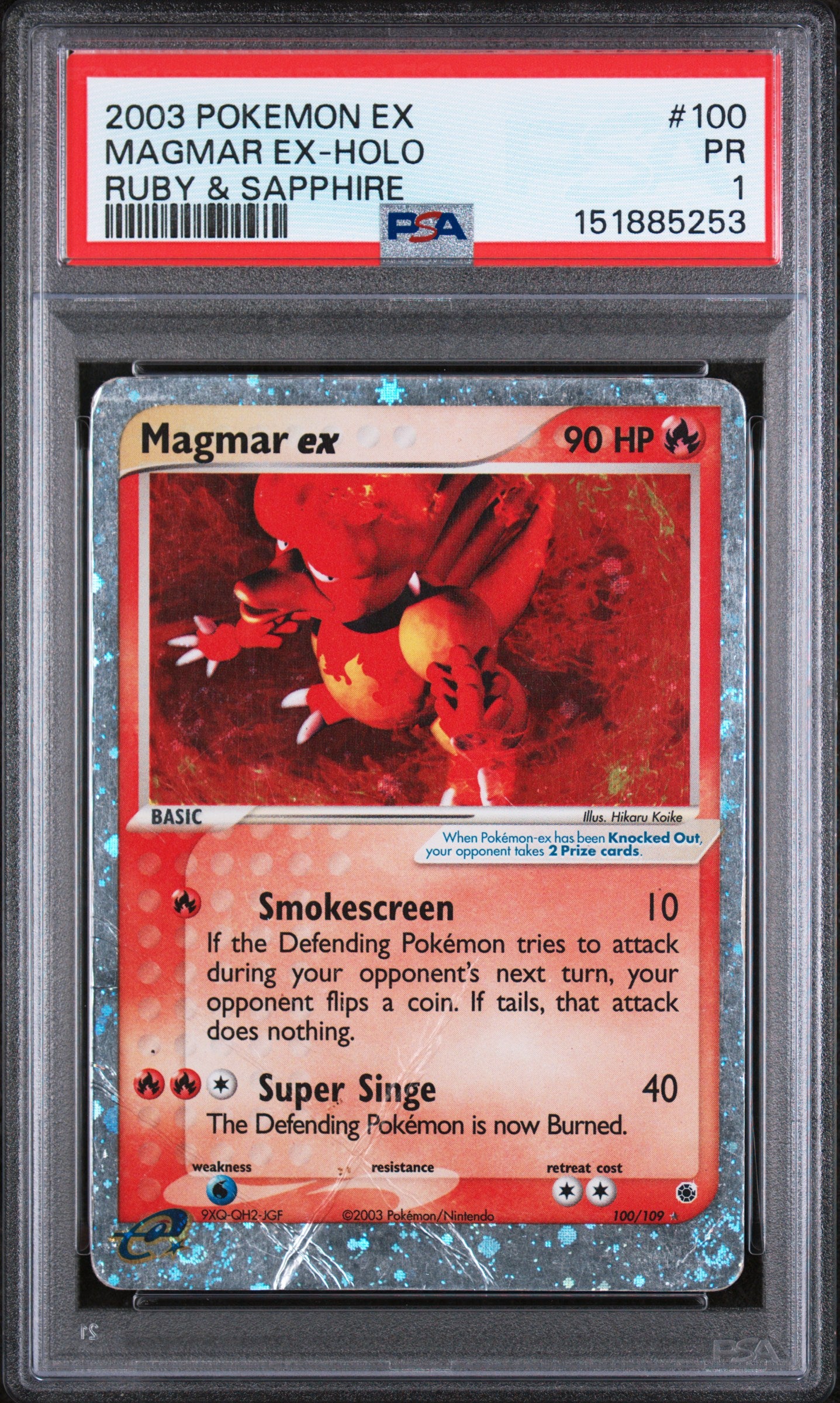 Magmar ex Holo PSA 1 2003 Pokemon Ex Ruby & Sapphire #100 LOW POP