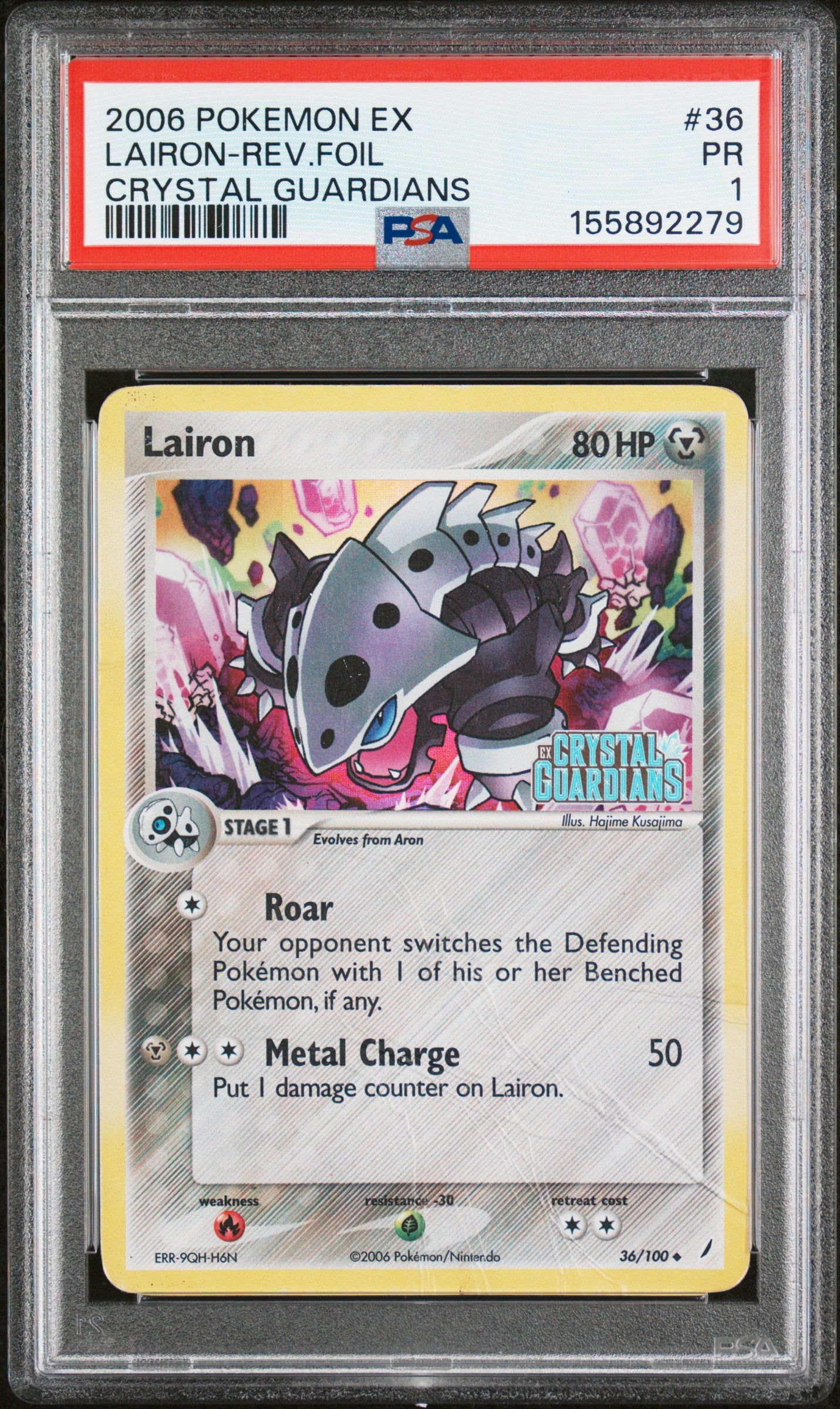 Lairon Reverse Holo PSA 1 2006 Pokemon Ex Crystal Guardians #36 POP 1