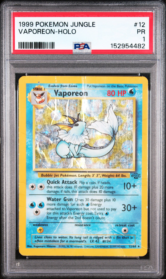 Vaporeon Holo PSA 1 1999 Pokemon Jungle #12