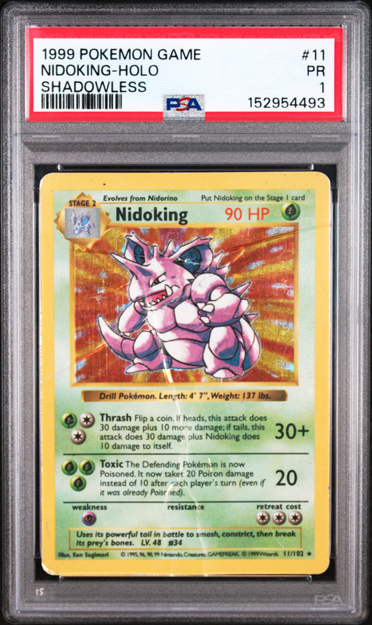 Nidoking Holo Shadowless PSA 1 1999 Pokemon Base Set Shadowless #11
